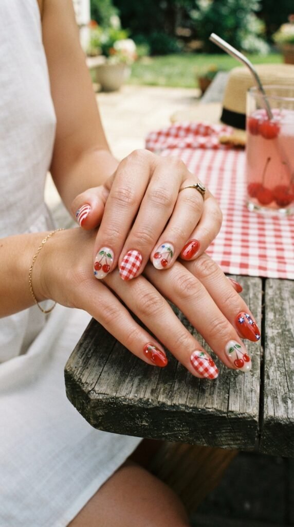 Sweet Americana Cherry Nails