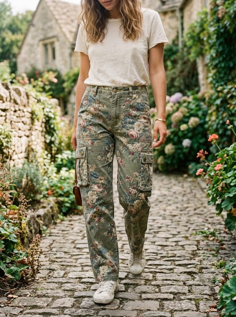Vintage Floral Cargo Pants