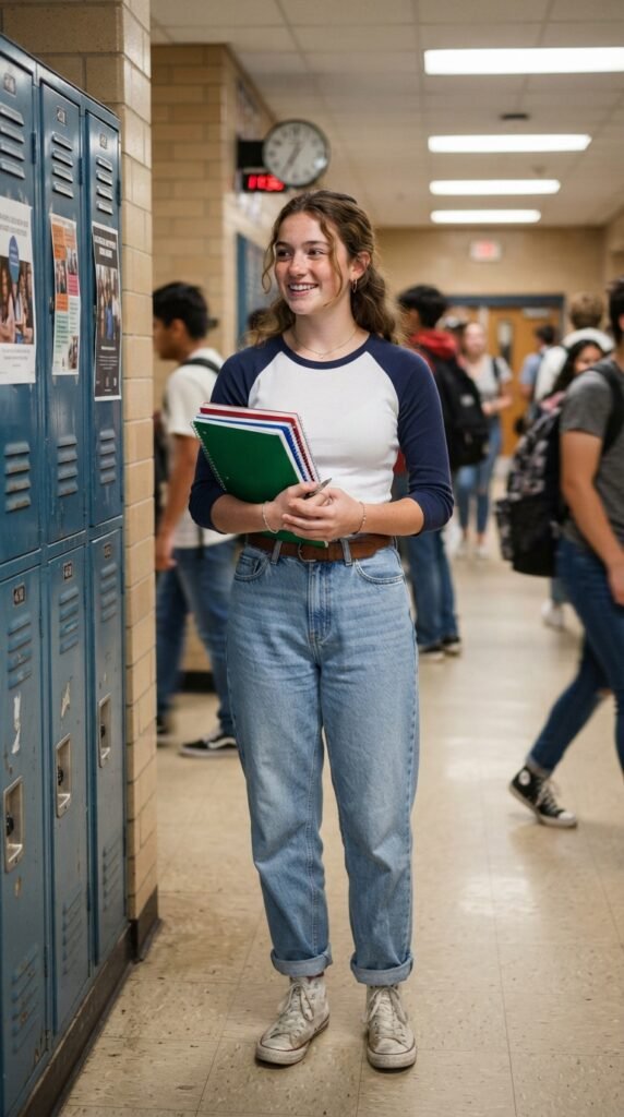The Raglan Sleeve Tee and Baggy Jeans First Day of School Outfit