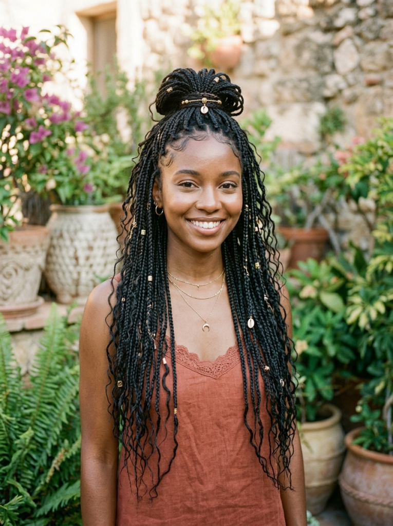 The Boho Half-Up Micro Braids Hairstyle