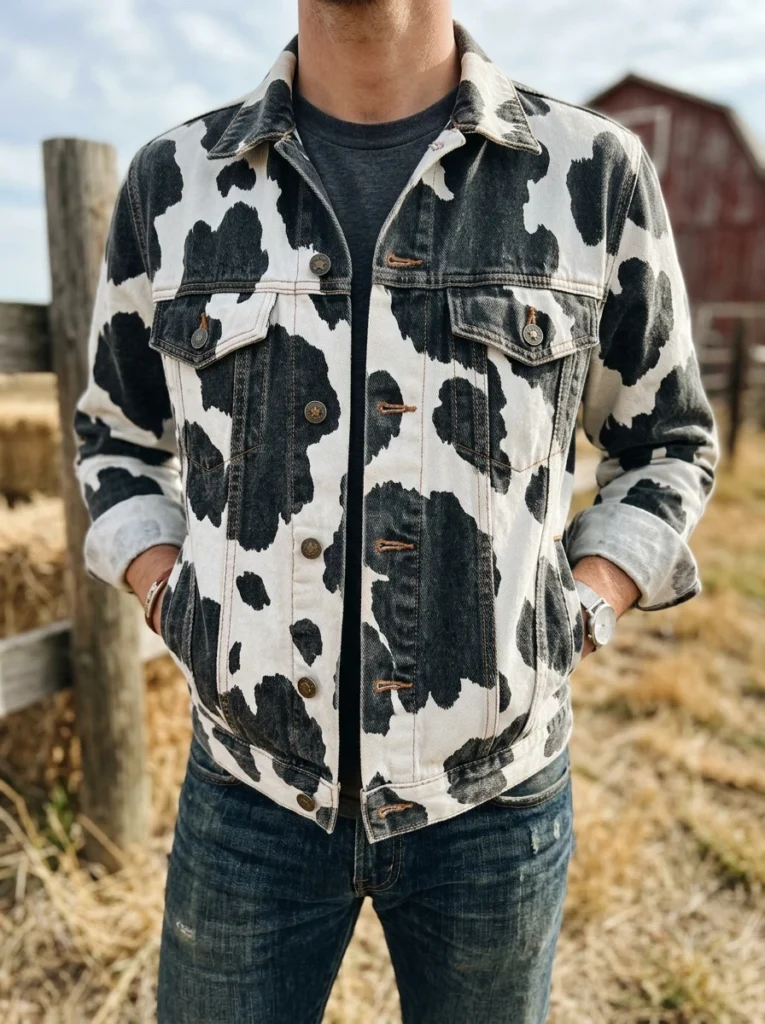 The Classic Cow Print Denim Jacket