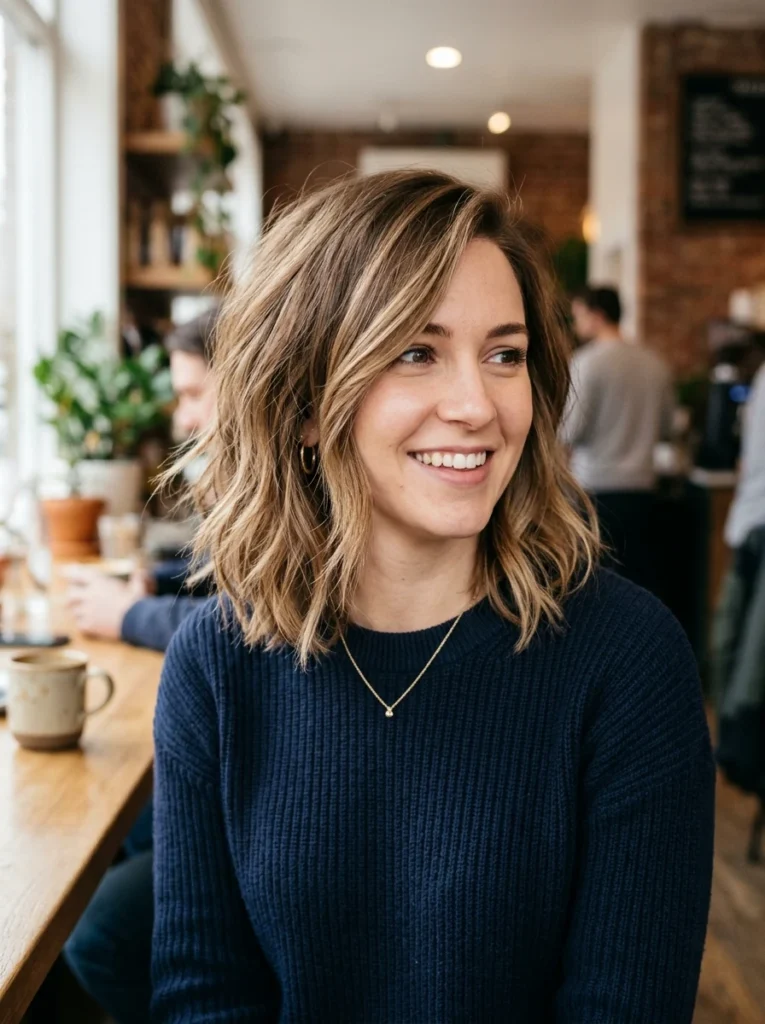  The Classic Shoulder-Length Choppy Side-Part Bob