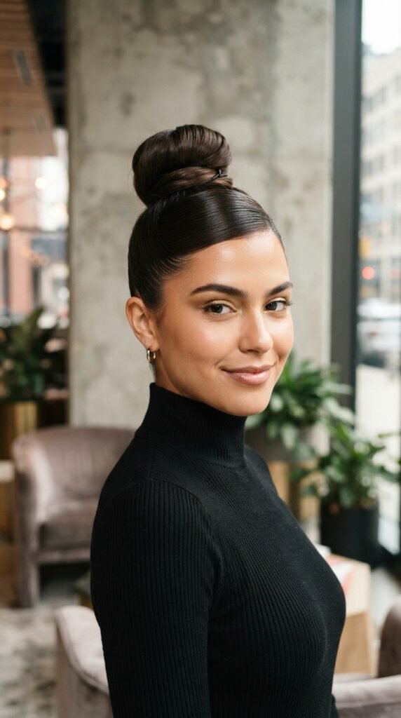 The High Sleek Topknot Hairstyle