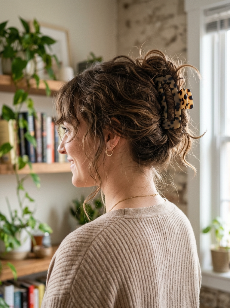 The Messy Claw Clip Updo Hairstyle