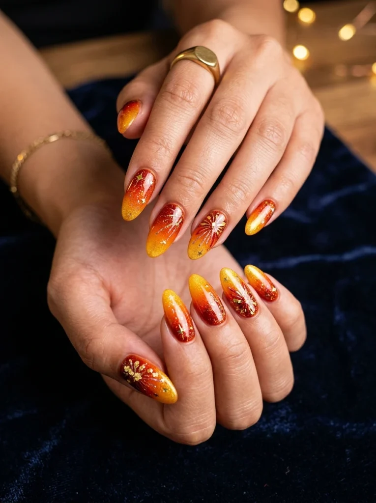 The Powerful Ombre Firecracker Nails