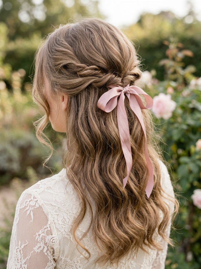 The Romantic Half-Up Ribbon Hairstyle