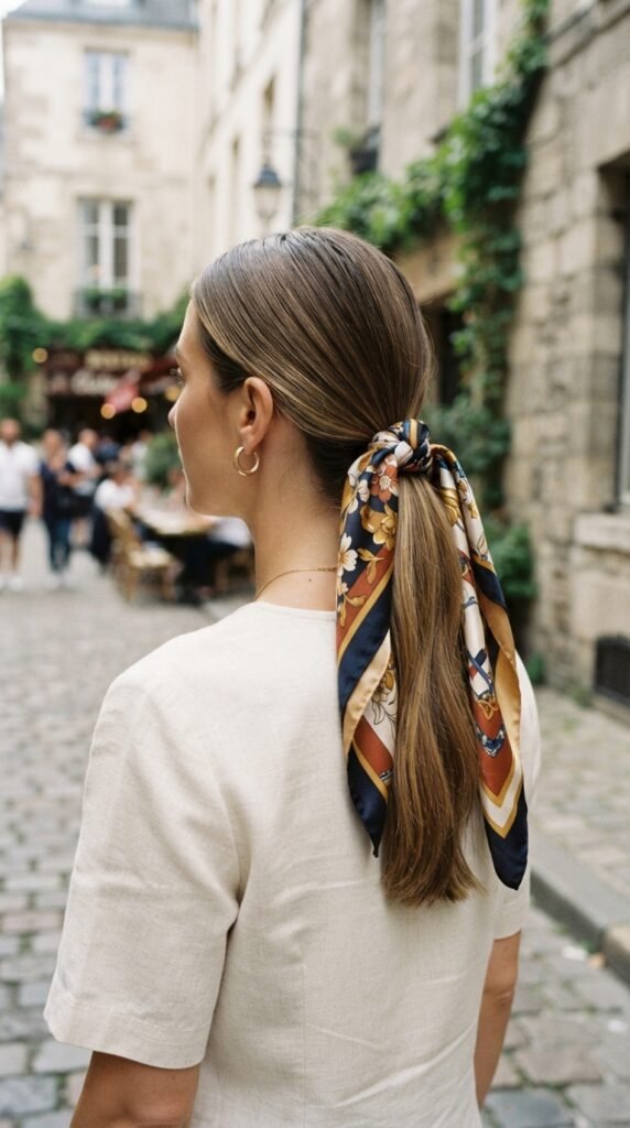 The Silk Scarf Low Pony Hairstyle