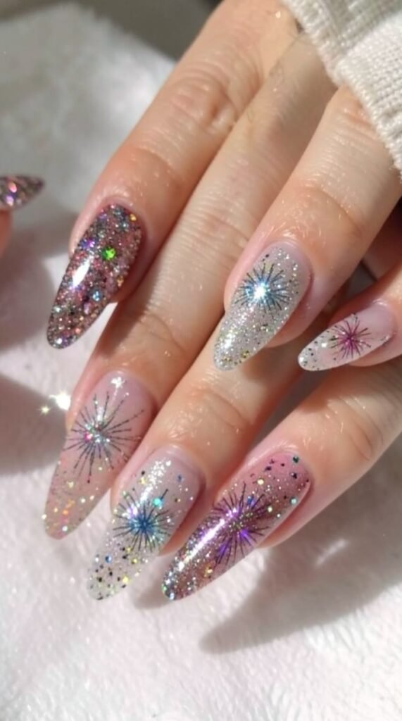 The Ultimate Glitter Firework Accent Nails