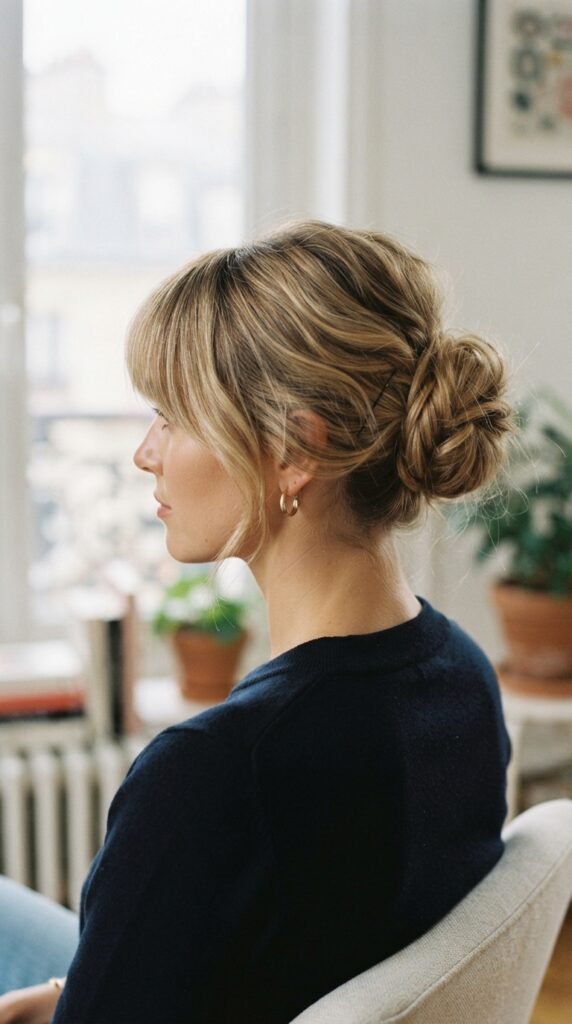 The Wispy Birkin Fringe Updo Hairstyle