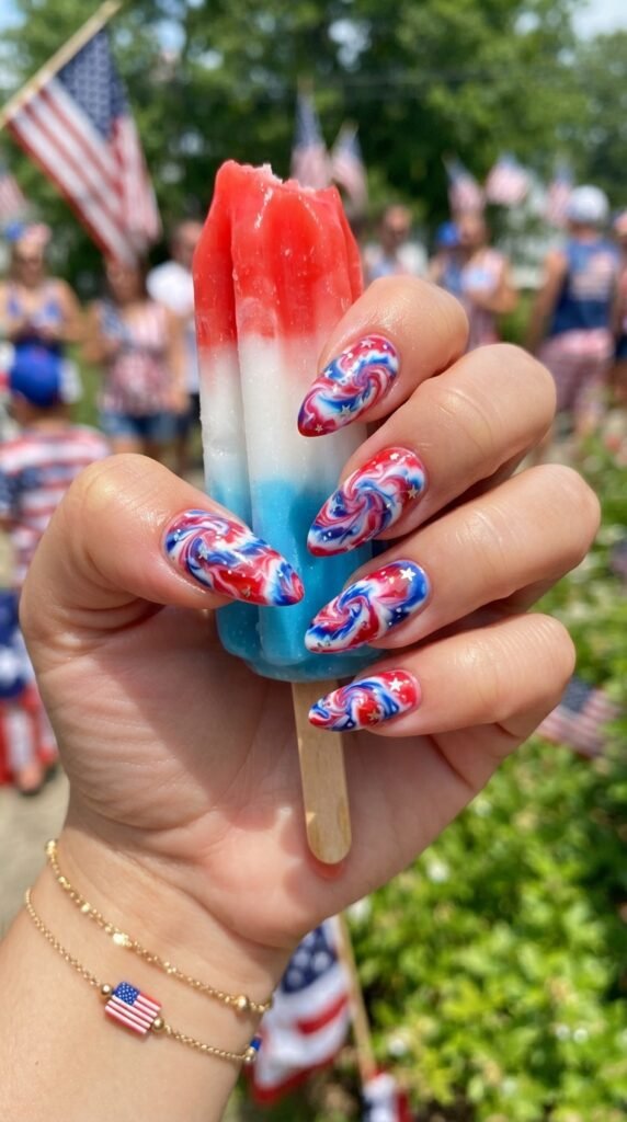 Tie-Dye Swirl Bomb Pop 4th Nails