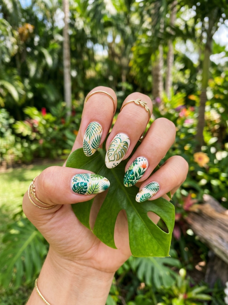 Tropical Leaf Nails