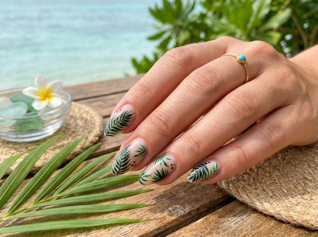 Tropical Palm Leaf Nails