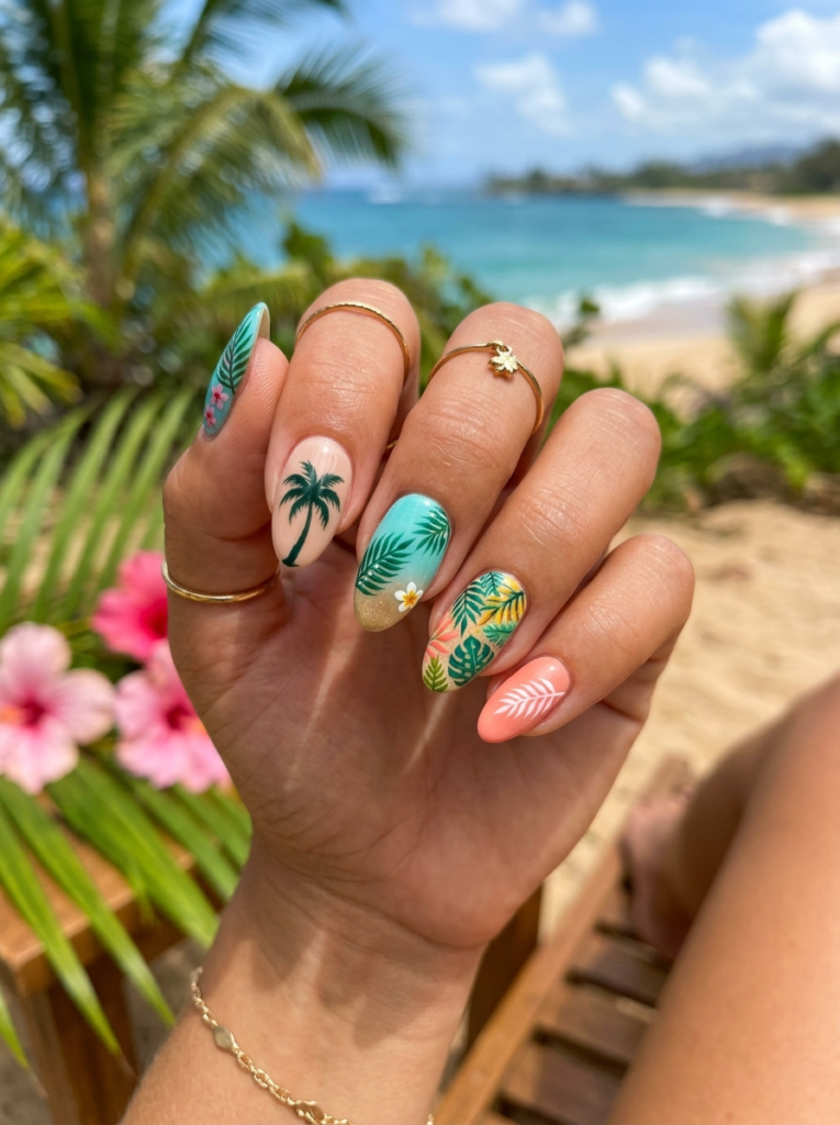Tropical Palm Nails