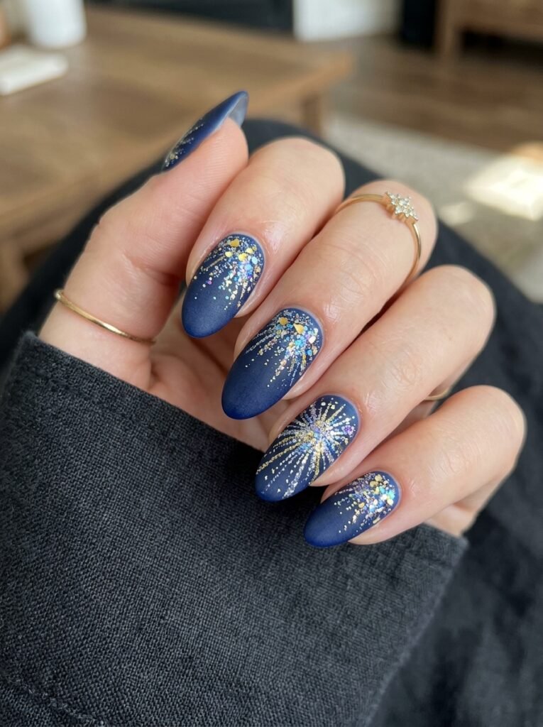 Unique Matte Sparkle Burst Nails