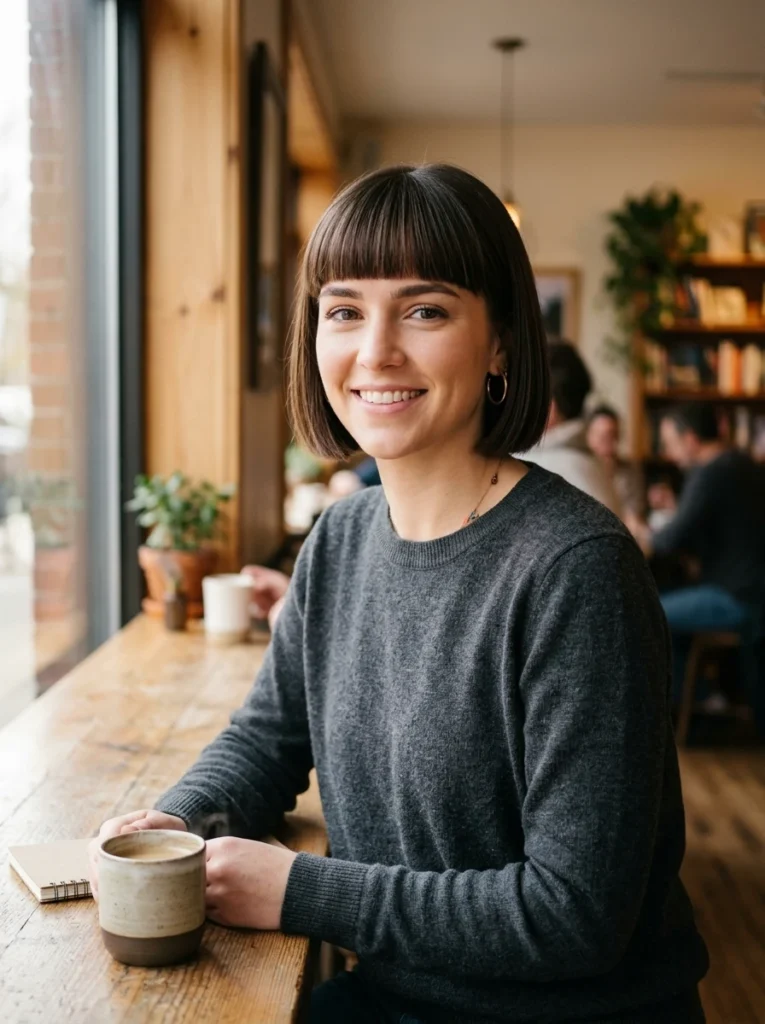 Chin-Length Bob with Straight Bangs