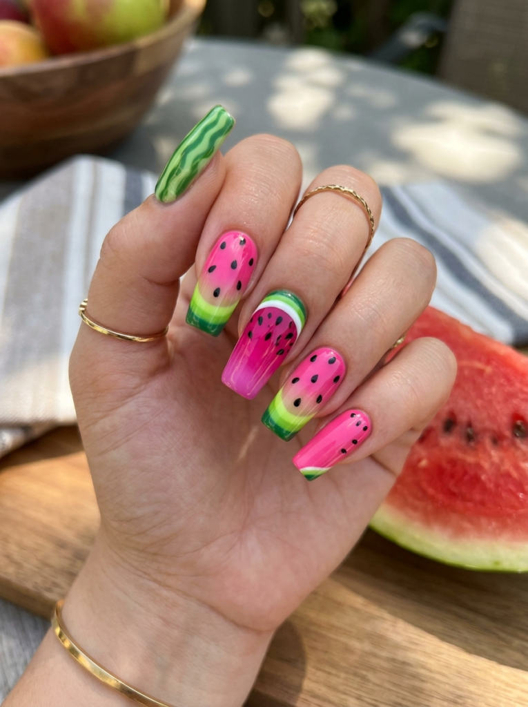 Watermelon Inspired Nails