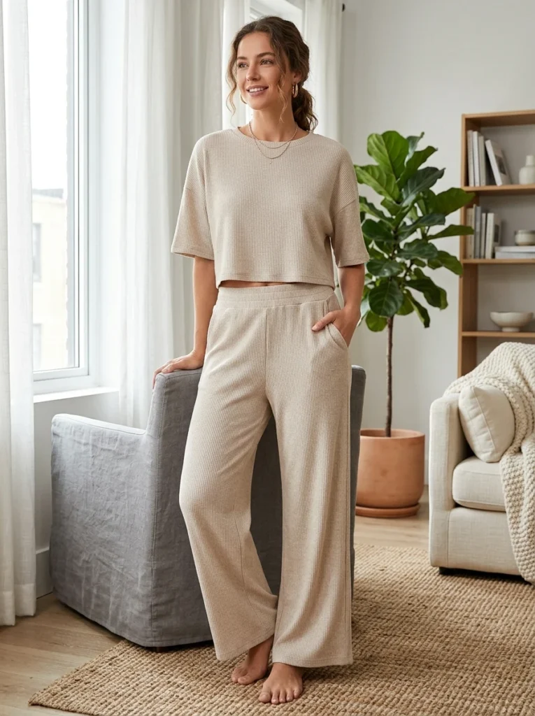 Wide-Leg Lounge Pants and Crop Top