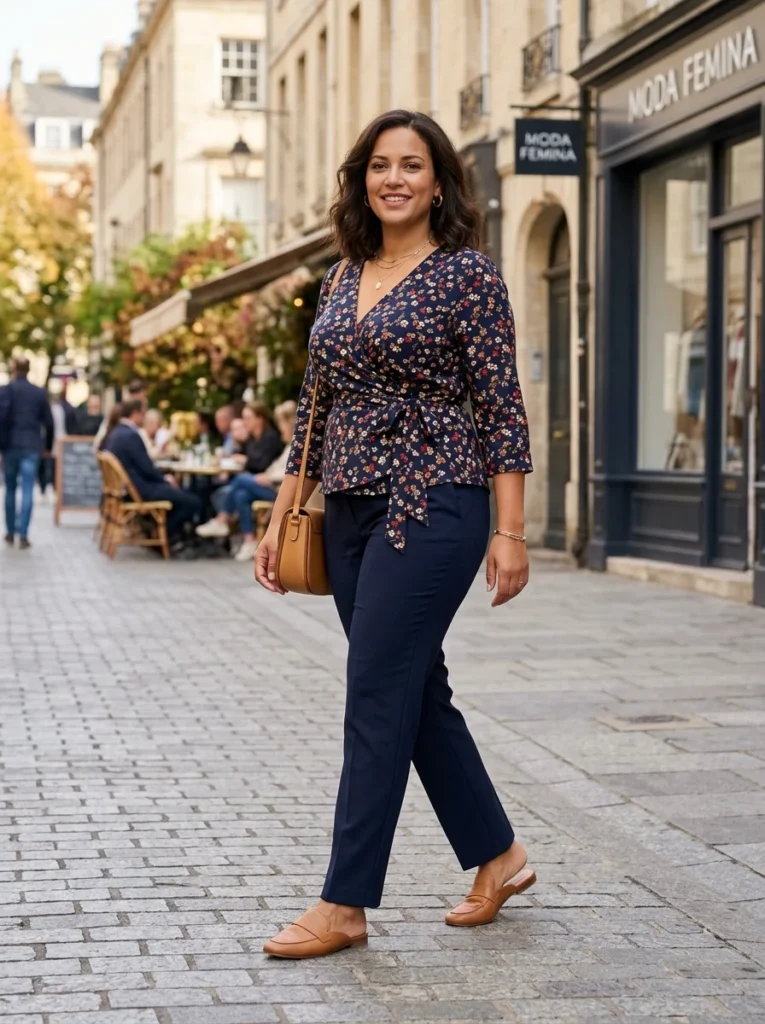 Wrap Top with Straight Trousers