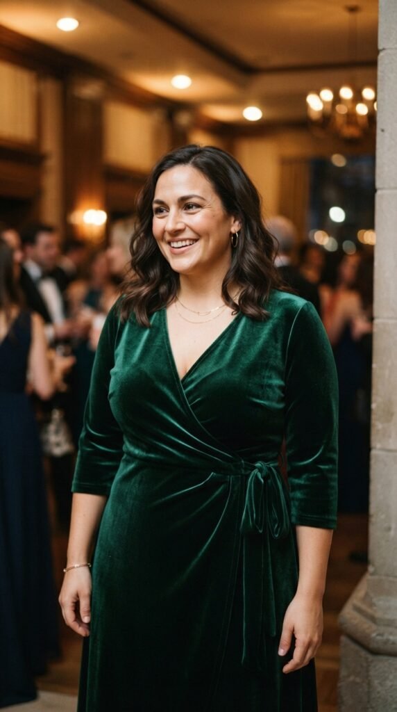 Velvet Wrap Midi Dress Cocktail Outfit