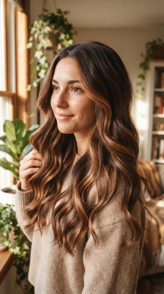 Caramel Glaze Brunette Hairstyle