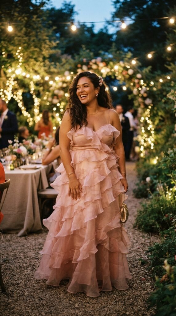 Tiered Organza Ruffle Dress Cocktail Outfit