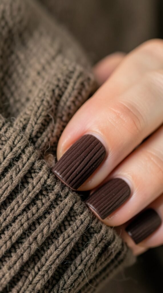 Rich Chocolate Corduroy Ribbed Nail Art