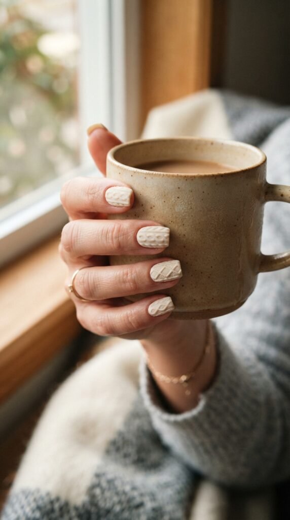 Cozy 3D Sweater Knit Nail Art