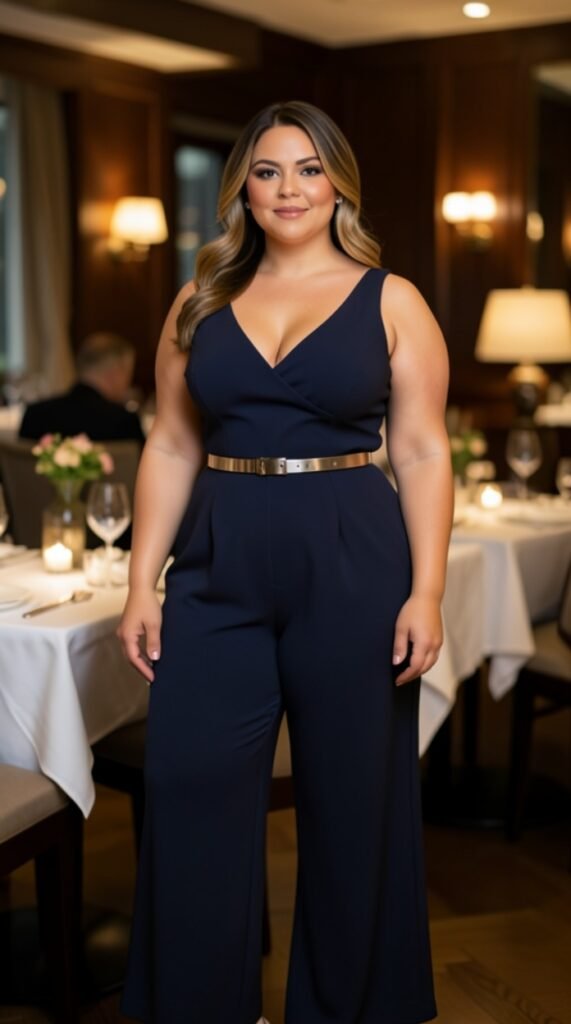 High-Waisted Wide-Leg Jumpsuit Cocktail Outfit