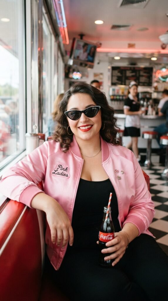 Retro 1950s Pink Satin Jacket Costume