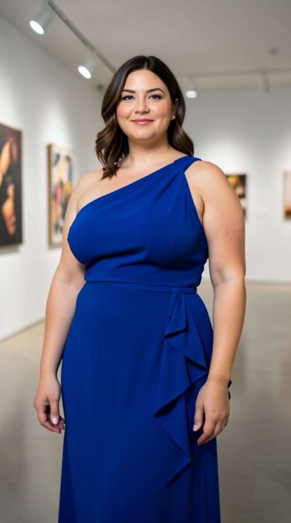 Asymmetrical One-Shoulder Crepe Cocktail Outfit