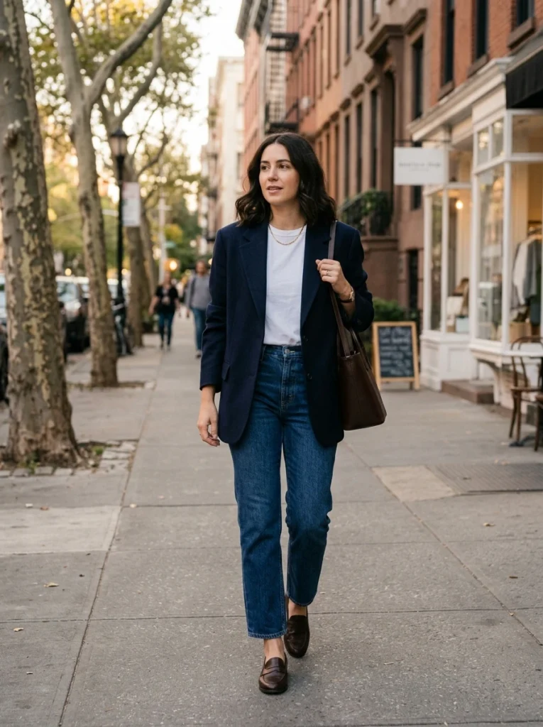  Blazer With Straight-Leg Denim