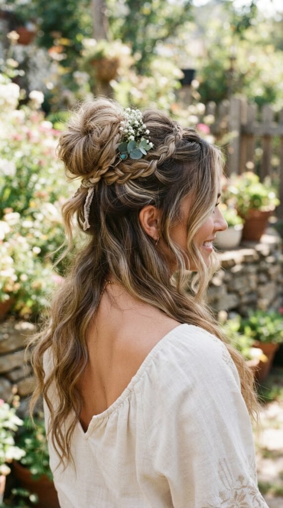 Messy Bohemian Bun Long Hair Hairstyle