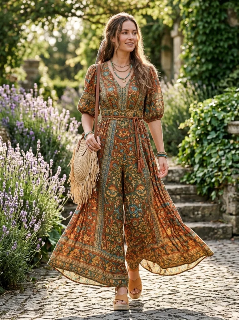 Boho Jumpsuit with Wide Legs
