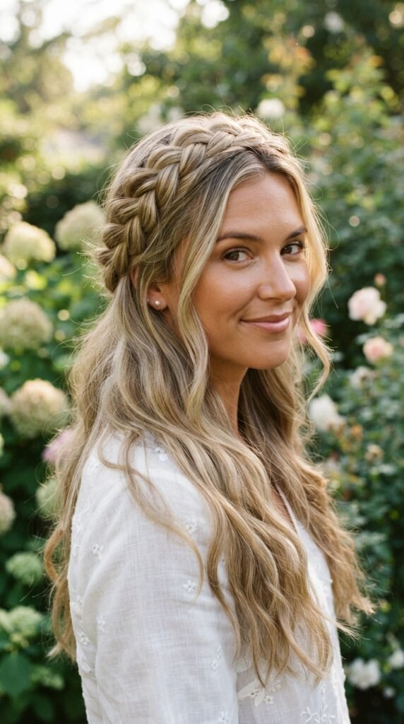 Soft Dutch Braided Headband Long Hair Hairstyle
