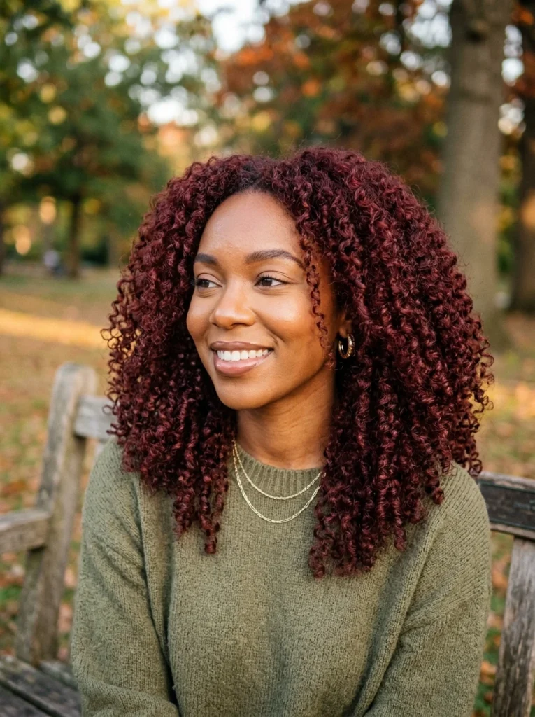 Burgundy Curly Hair