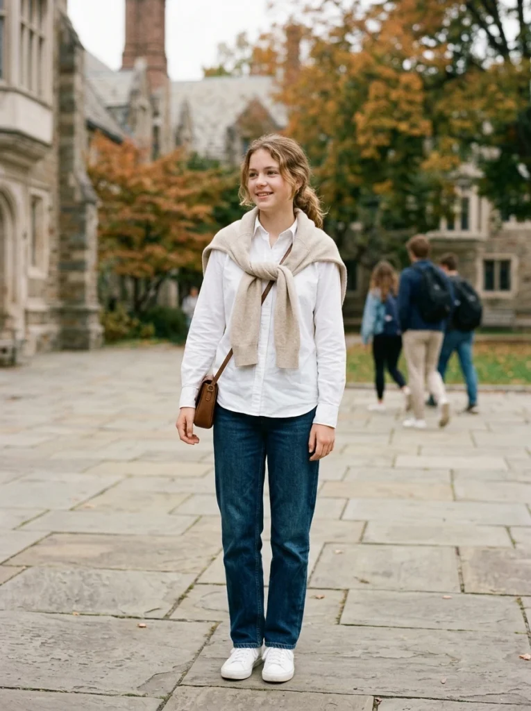 . Cashmere Sweater Draped Over the Shoulders