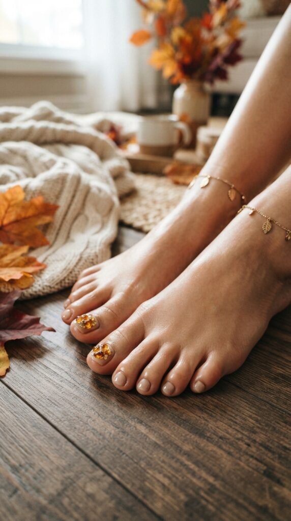 Sheer Cashmere & Amber Gem Fall Pedicure