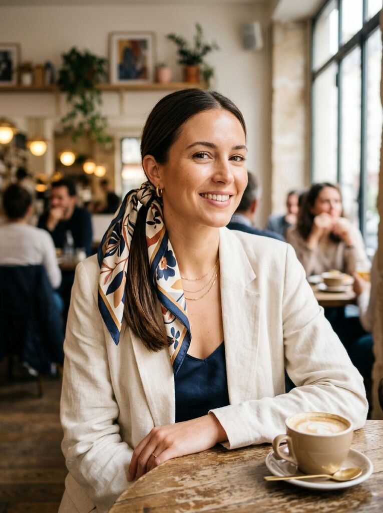 Chic Low Ponytail with Scarf
