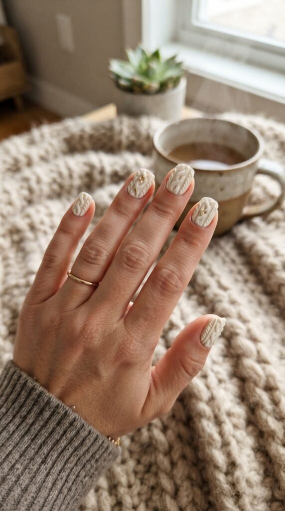 Chunky Sweater Knit Texture Nails