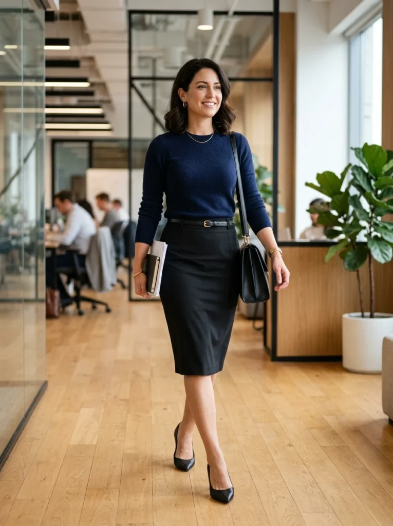 Classic Pencil Skirt and Smart Sweater