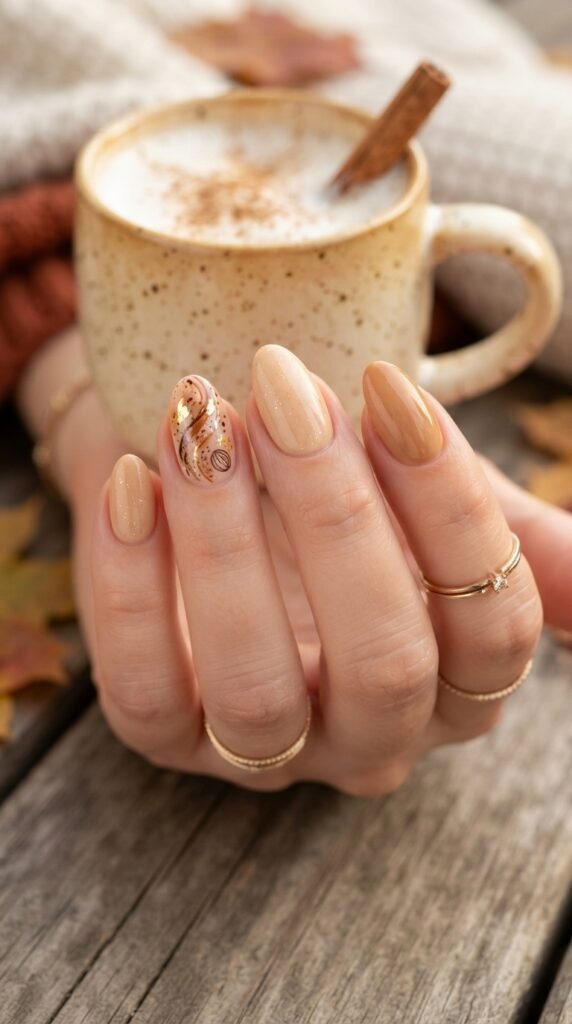 Creamy Toasted Nutmeg Nail Art
