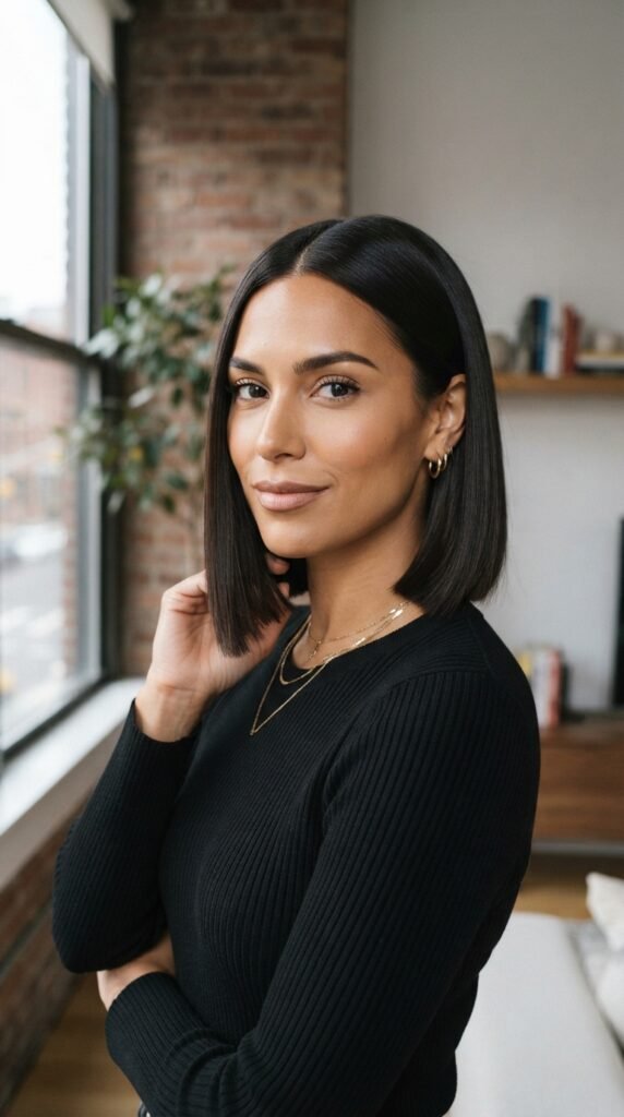 Deep Espresso Sleek Bob Hairstyle
