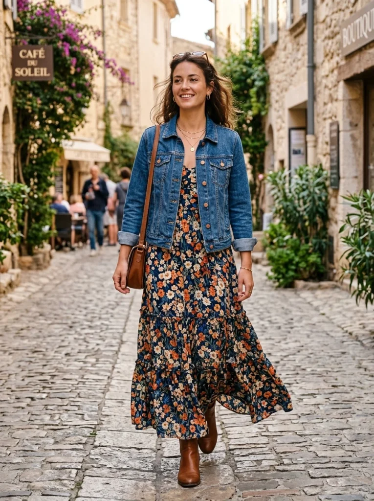 Denim Jacket and Maxi Dress