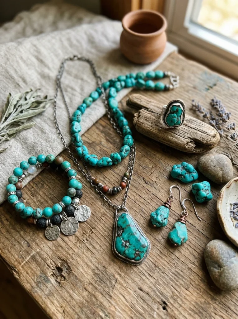 Earthy Turquoise and Stone Jewelry