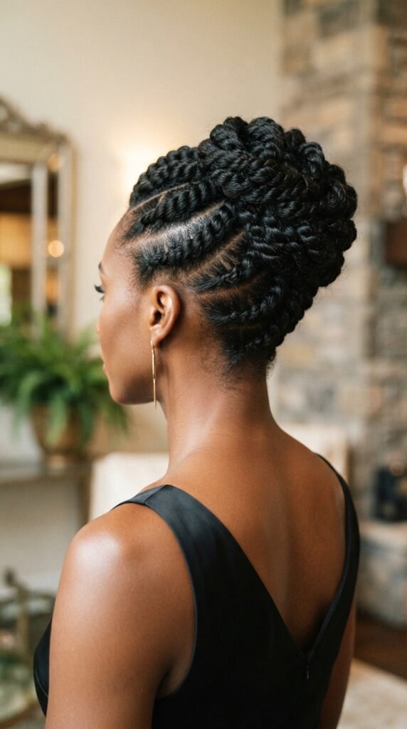 Elegant Flat Twist Updo Hairstyle