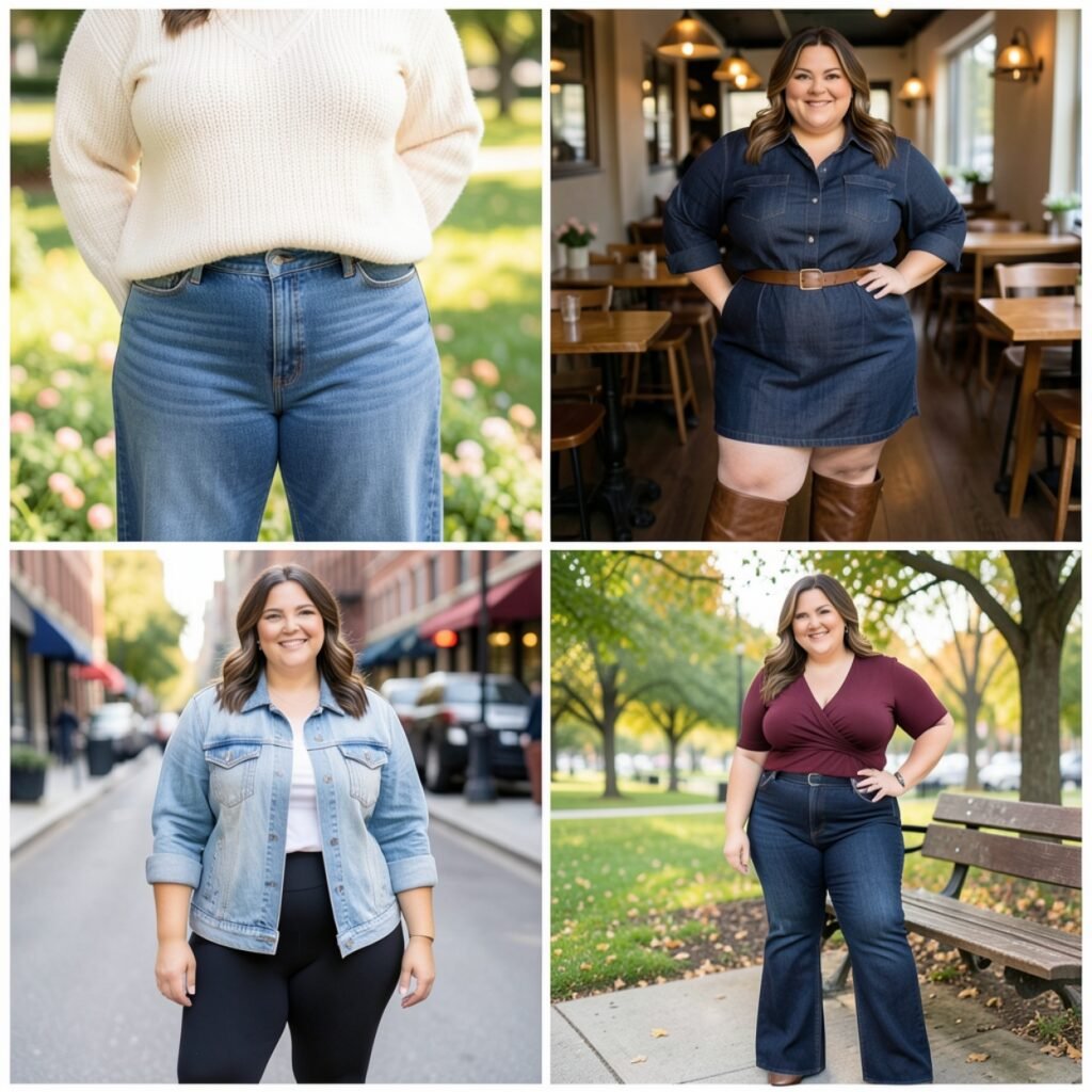 Plus Size Denim Outfits Curvy Women 2026: 15 Looks