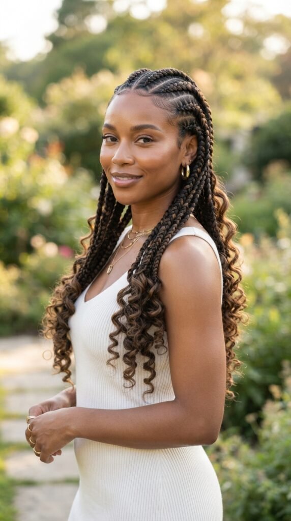 French Curl Goddess Braids Hairstyle