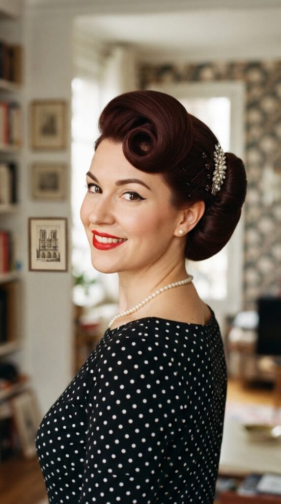 French Pin Updo Medium Length Hairstyle