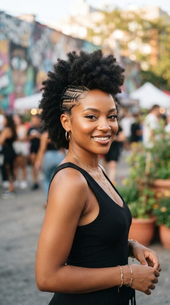 The Frohawk with Braided Sides Afro Hairstyle