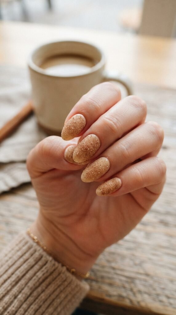 Frosted Cinnamon Sugar Textured Nail Art